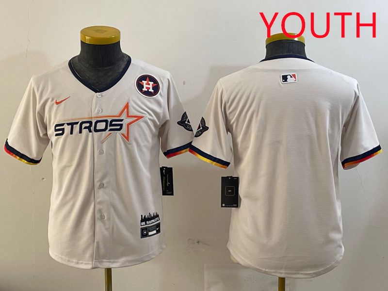 Youth Houston Astros Blank Cream three generations Joint Name 2025 Nike MLB Jersey style 4142->youth mlb jersey->Youth Jersey
